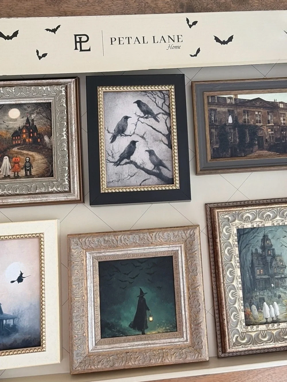 Petal Lane Home Halloween Framed Art Set of 6 Gothic Wall Décor NIB VHTF SET